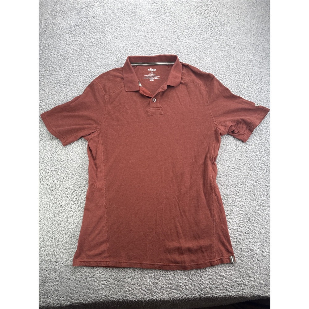 Kuhl Polo Shirt Mens Large Red Solid Wild Fibre Organic Cotton Casual